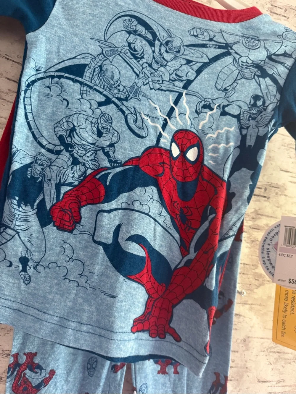 Boys Marvel Spider-Man Blue and Red Kids 3 Piece Pajama Set